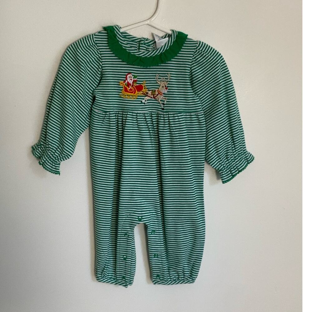Ishtex Sleigh‎ Applique Girl's Romper 3mo